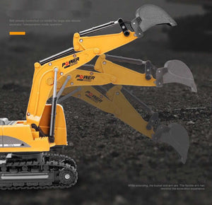 1/24 Scale 2.4G 8CH RC Excavator Backhoe Loader Multifuntion, Forward, Backward, Turn Left/Right, Excavate, Light and Sounds