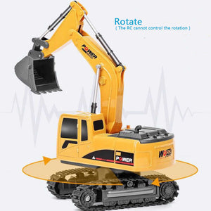 1/24 Scale 2.4G 8CH RC Excavator Backhoe Loader Multifuntion, Forward, Backward, Turn Left/Right, Excavate, Light and Sounds