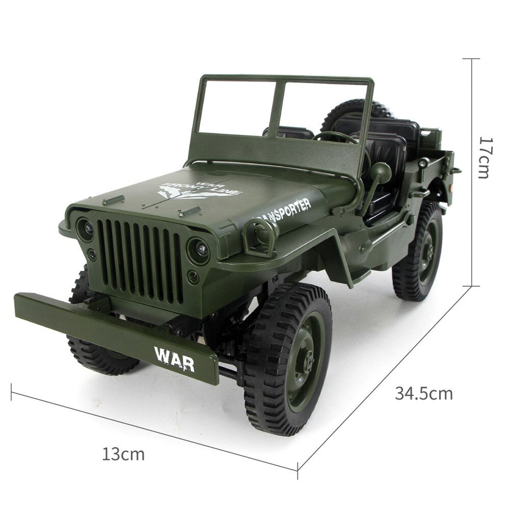 JJRC Q65 1:10 RC Military Truck Off-Road Remote Control Climbing Toy Car with Canopy Cloth LED Light Four-Wheel Drive 15km/h