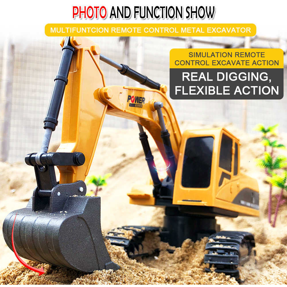1/24 Scale 2.4G 8CH RC Excavator Backhoe Loader Multifuntion, Forward, Backward, Turn Left/Right, Excavate, Light and Sounds